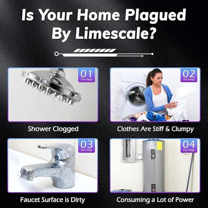 Salt Free Water Descaler, Water Heater Softener, Prevent Scale Buildup On Faucet, Shower Head, Smart Toilet & Washer, Scale Inhibitor Inline System, 3-Year Durability, 1/2" Fitting