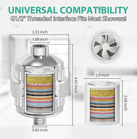 High Output Revitalizing Shower Filter Rich in KDF55,Hard Water Softener Removes 99% Chlorine,Fluoride,Lead & Chemicals,Reduces Eczema &Dandruff,Prevents Scale,Revitalizes Skin & Hair,Nails, Chrome