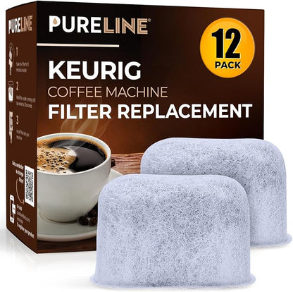 Keurig Filter Replacement by Pureline, 12 Pack Charcoal Water Filter | Replacement for Keurig Water Filter Cartridges - Fits Keurig 2.0 and 1.0 Classic Coffee Makers, NSF Certified (2 Year Supply)