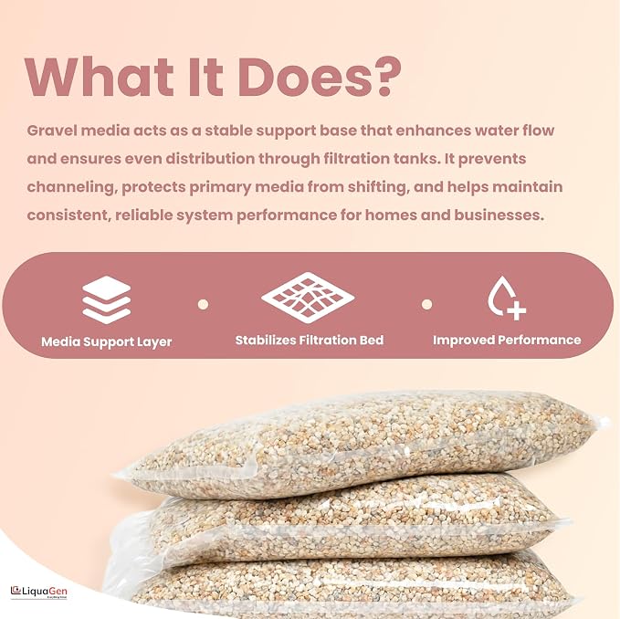 LiquaGen - Gravel for Water Softeners (3 LBS) | | Media to Neutralize Hard Water | Fine Bulk Gravel Compactor Substrate for Soft Water & Clean Purified Water