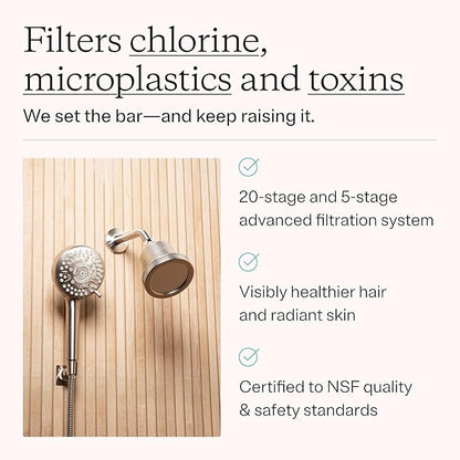 MDhair Mounted & Handheld Filtered Showerhead Set for Healthier Hair & Skin - Multi-Stage Filter Removes Chlorine & Heavy Metals, Dermatologist-Formulated Shower Head Filter for Hard Water