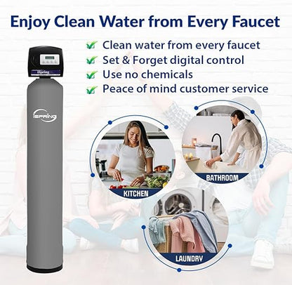 iSpring WCFM500K Whole House Water Filtration System for Iron, Manganese & Hydrogen Sulfide Removal, Well Water Compatible, Set & Forget, Lasts up to 10 Years