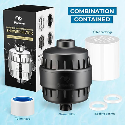 Upgrade Shower Filter -Shower Head Filter for Hard Water,20-Stage Shower Head Filter with 1 Replaceable Filter Cartridges,High Output Shower Water Filter for Removing Chlorine and fluoride- Grey