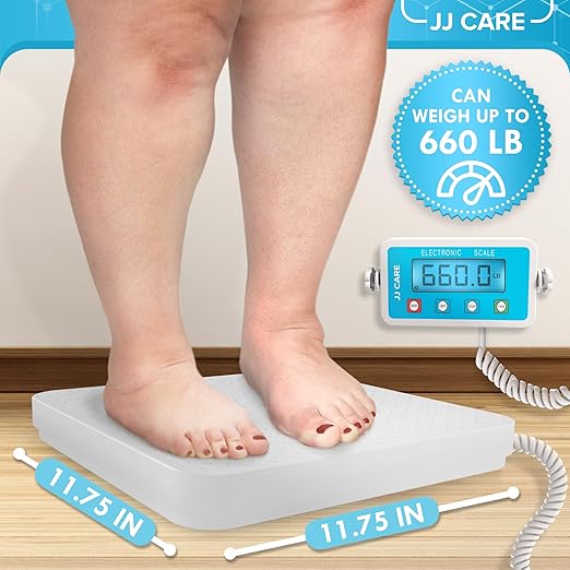 JJ CARE Medical Scale (660 lbs) - Professional Grade Body Weight Scale. Easy-to-Read LCD Display | Heavy-Duty Wrestling Scale for Home, Gym, Hospital, Physicians and Clinical Use
