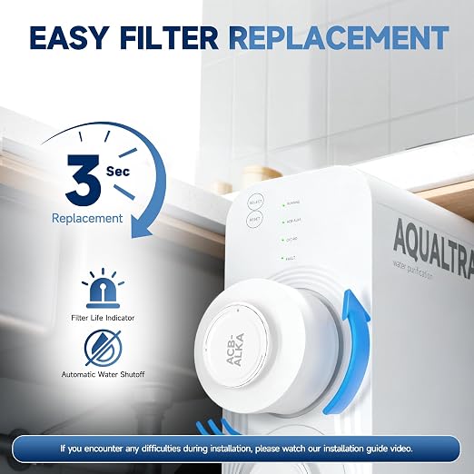 AQUALTRA USF-AR-600 Reverse Osmosis System, 10 Stage Alkaline Tankless RO System, NSF/ANSI/CAN 372 Certified, 600GPD, 3:1 Pure to Drain, Smart LED Faucet