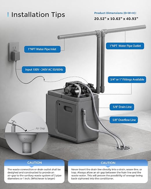 Water Softener System, 34,000 Grain Whole House Water Softener for 4–5 People, Digital Display, Up-Flow Regeneration, Vacation Mode & Easy Salt Access, CS21H-0935
