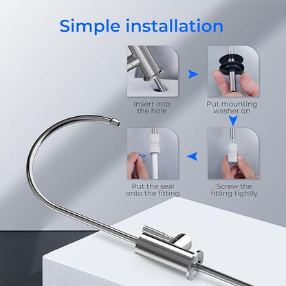 Waterdrop G2FCT-Chrome Drinking Water Faucet, Reverse Osmosis Faucet, Water Filter Faucet for Kitchen Bar Sink, Single Handle, Easy to Install, Lead-Free, Stainless Steel, Polished Chrome