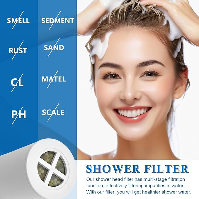 A01 Multi-Stage Shower Filter Replacement Compatible with Afina Filtered Shower Head for Hard Water, Filters Chlorine and Other Impurities,4 Pack,