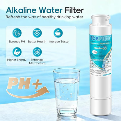 ICEPURE Alkaline RWF5800A-AL Refrigerator Water Filter Replacement for Frigidaire EPTWFU01, EWF02, Pure Source Ultra II, PureSource Ultra 2, GP006, BO022, MR022, SCWFTCTO, 4562222, Enhances PH, 3Pack
