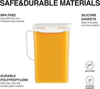 LocknLock Aqua Fridge Door Water Jug | Clear Pitcher | BPA Free Plastic Pitcher with Lid | 2 Quart Pitcher with Lid for Water, Juice, Tea & More Beverages, Ivory