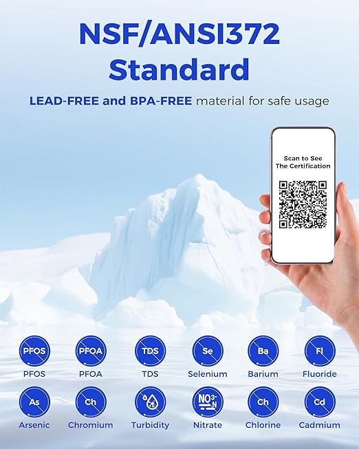 600GPD Under Sink RO Water Filtration, 7 Stage Tankless Reverse Osmosis Water Filter System, NSF/ANSI 372 Certified, 2:1 Pure to Waste, TDS, PFAS Reduction