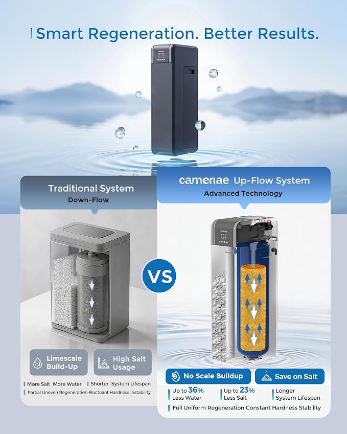 34000 Grain Water Softener System, Whole House Water Softener for 4–5 People with Up-Flow Regeneration, Digital Display, Vacation Mode & Easy-Add Cabinet, CS21H-0935