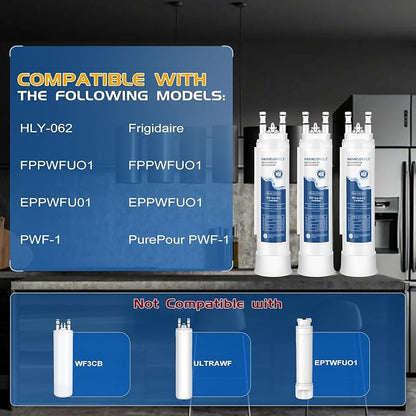 FPPWFU01 Water Filter & PureAir Ultra II PAULTRA2 Air Filter Replacement for Frigidaire FRSS2623ASD, FRSS2623ASJ, FRSS2623ASN, FRSS26L3AFC, FRSS26L3AFE, GRSS2652AF, FRSS2623AWC, 3 Combo