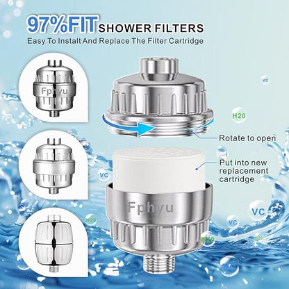 4 Pack 20 Stage Upgraded Shower Filter Replacement Cartridge, Universal Shower Filter for Hard Water, Removes 99% Chlorine and Chemicals, Universal Shower Filters Cartridge