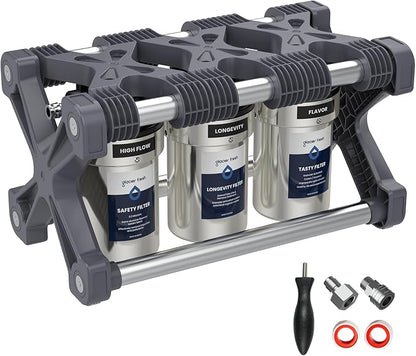 GLACIER FRESH GFRVWP03 3-Stage RV Water Filtration System | 0.2 Micron Camper Water Filter with Compact 5 Inch Filter, 3-stage filtration System for RVs, Campers and Boats