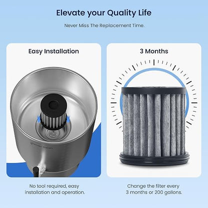 GLACIER FRESH PC04 Gravity-Fed Stainless Steel Countertop Water Filtration System 2.25G, Elarisey™ Filtration Technology, Reduces Heavy Metals, PFOA & PFOS, and Meets SGS Standards