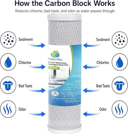 CFS – Carbon Block Water Filter Cartridge Compatible with Flow-Pur 8, WCBCS-975-RV Models – Removes Bad Taste and Odor (Pack of 12)