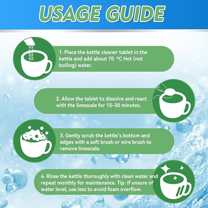 Kettle Descaler Tablet, Kettle Cleaner Remove Hardwater Limescale, Citric Acid for Cleaning, Limescale Remover For Kettles (20.01 Count (Pack of 1))