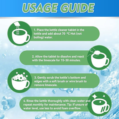 Kettle Descaler Tablet, Kettle Cleaner Remove Hardwater Limescale, Citric Acid for Cleaning, Limescale Remover For Kettles (20.01 Count (Pack of 1))