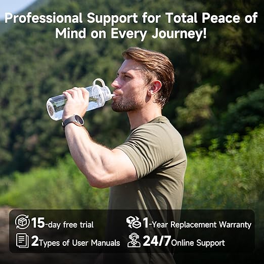 Nawaza Portable Electric Water Filter, 0.01 Micron Camping Water Purifier, One-Touch Outdoor Water Filtration for Hiking, Emergency & Survival