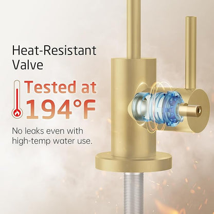 KES NSF Certified All Metal Drinking RO Water Faucet for Kitchen Sink, Lead-Free 18/8 Stainless Steel Reverse Osmosis Faucet, Water Filter Faucet for Most RO Water System, Non-Air Gap, Brushed Gold