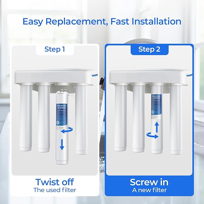 H2O Stage 3 Membrane Replacement Filter, Compatible with Pure Blue H2O Stage 3 Membrane PB-TLRO3MC50T, 4 Stage PB‑TLRO4H50T Reverse Osmosis Water Filtration System (1 Pack)