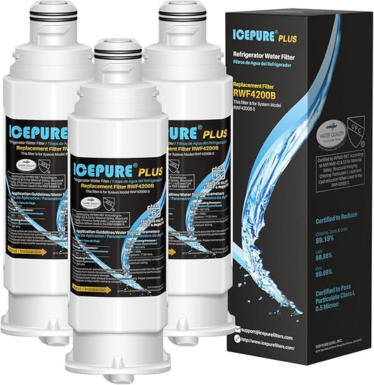 ICEPURE PLUS NSF53 DA97-17376B Replacement for HAF-QIN/EXP, HAF-QIN, DA97-08006C, RF23M8070SG, RF23M8070SR, RF23M8090SG, RF23M8090SR, AQF-DA97-17376B Refrigerator Water Filter, 3PACK