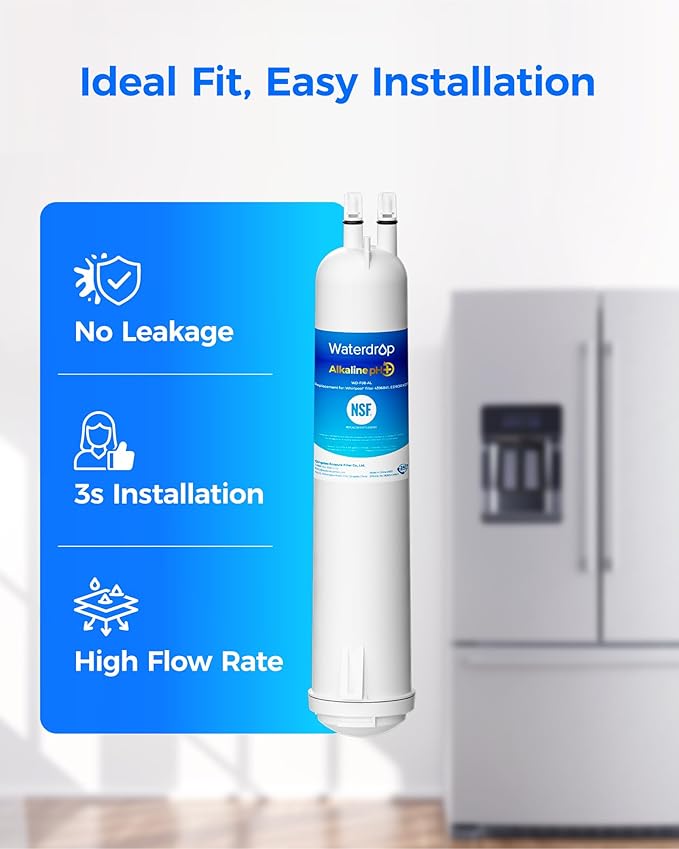 Waterdrop 𝐀𝐥𝐤𝐚𝐥𝐢𝐧𝐞 WD-F08-AL Replacement for 4396841, Everydrop® Filter 3, EDR3RXD1, 4396710, Kenmore® 46-9083, 46-9030, 𝐄𝐧𝐡𝐚𝐧𝐜𝐞𝐬 𝐩𝐇 Refrigerator Water Filter