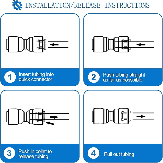 3/8" O.D.RO Water Tubing,15FT Food Grade PE Water Line+12Pcs 3/8" Quick Connect Fittings for RO Reverse Osmosis Water Purifier Filter System(Plastic Tubing+Ball Valve+T+Y+L+I+1/4"-3/8" fitting+Cutter)