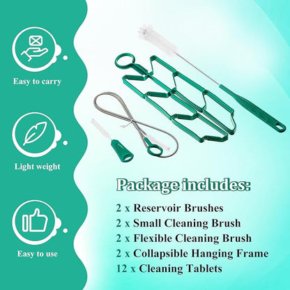 Patelai 2 Set 8 in 1 Hydration Bladder Cleaning Kit Includes 3 Different Brushes and Drying Collapsible Bladder Frame, Water Reservoir Backpack Cleaning Kit