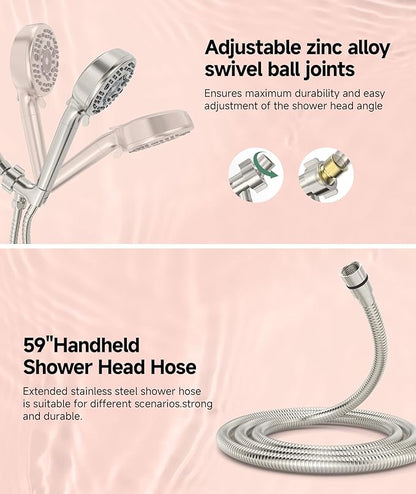 Filtered Shower Head with Handheld, 9-Spray Mode High Pressure Detachable Shower Head with Filters for Hard Water - Remove Chlorine Brushed