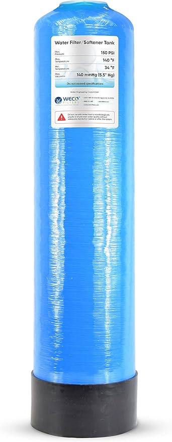 WECO Mineral Tank for Water Softener/Filter - Polyethylene Inner Shell Pressure Vessel with 2.5" Top Opening - 150 PSI Max Pressure - 120 °F Max Temperature - 9x35, BLUE