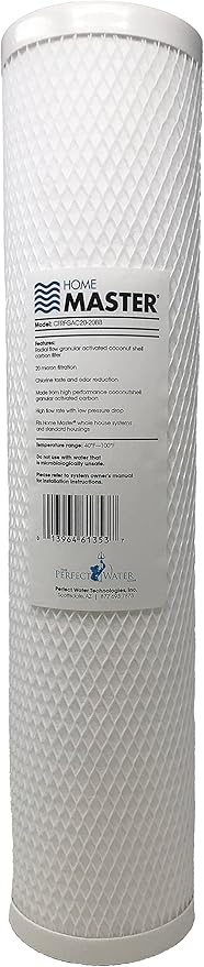 Home Master HMF2SdgC Whole House Water Filter, 4-layer sediment filter 25 to 1 micron, Radial Flow Carbon 20gpm, 1” NPT ports, Patented heavy steel bracket fits 16” wall studs, Pressure Performance