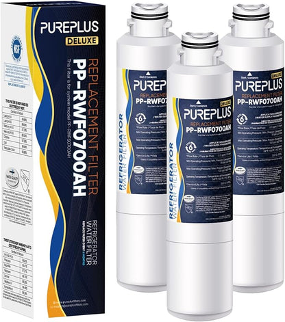 PUREPLUS DA29-00020B NSF/ANSI 401, 53& NSF P473 Certified Replacement for Samsung RF28HMEDBSR, RF263BEAESR, HDX FMS-2, HAF-CIN/EXP, RF4287HARS, RF28HFEDBSR, Refrigerator Water Filter, 3Pack