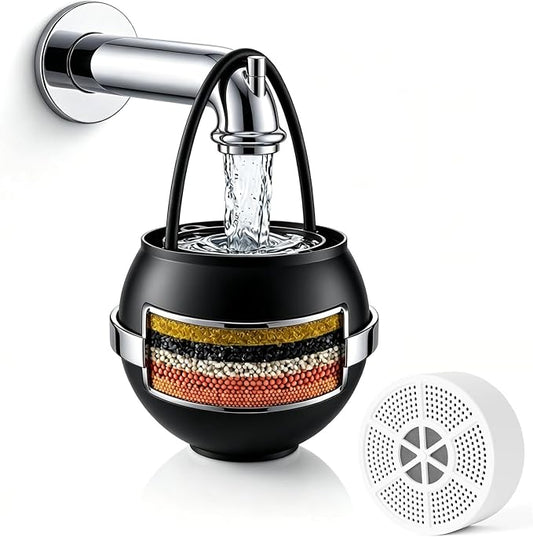 Bath Filter for Tub Faucet,Kinder Bathtub Water Filter for Kids & Babies,3000 Gallons Filtration,Hard Water Softener,Removes Chlorine & Fluoride for Healthy Skin, Hair & Nails,Black