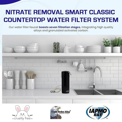 Nitrate Removal | Smart Classic Countertop Water Filter System | Black | Crystal Quest