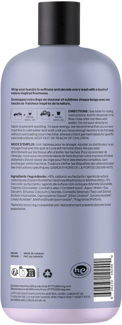 ATTITUDE Liquid Fabric Softener, Natural Origin Ingredients, For White and Colored Clothing, Deodorizes, Gentle on Delicate Skin, Lemon & Rosewood, 38 Loads, 32 Fl Oz