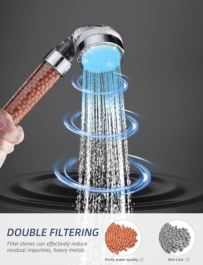 Cobbe Led Shower Head Set With Light,Handheld Showerhead with Hose and Base for Dry Skin&Hair,High Pressure Shower Heads With Filters-7 Colors Change Cyclically