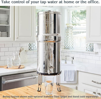Big Berkey Gravity-Fed Stainless Steel Countertop Water Filter System 2.25 Gallon with 2 Authentic Black Berkey Elements BB9-2 Filters