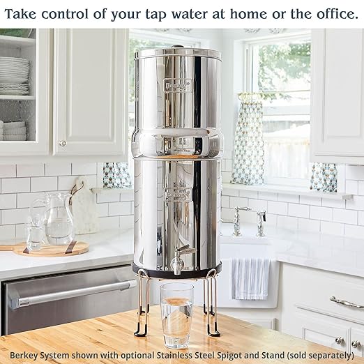 Imperial Berkey Gravity-Fed Water Filter System 4.5 Gallon with 2 Black Berkey Elements, 2 PF-2 Fluoride and Arsenic Reduction Elements