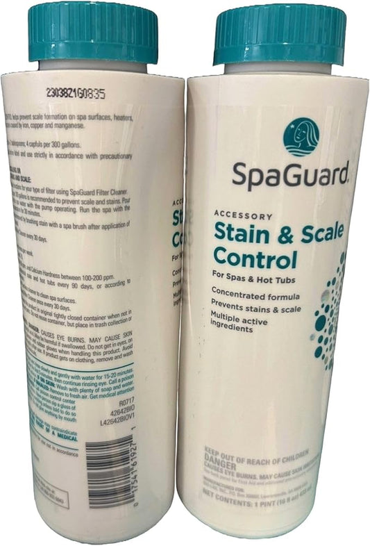 SpaGuard Stain & Scale Control for Spas & Hot Tubs, 1 Pint, Single, Concentrated Formula, Prevents Scale Formation, Removes Scale Build-up