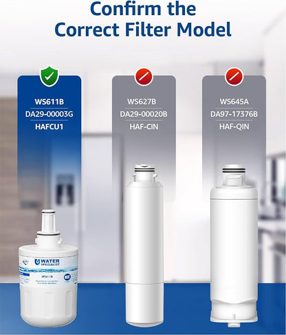 Waterspecialist Water Filter Replacement for Samsung® DA29-00003G, 3 Pack | Replacement for DA29-00003B, Aqua-Pure Plus, RSG257AARS, RFG237AARS, HAFCU1, RS22HDHPNSR, WSS-1, Refrigerator Water Filter