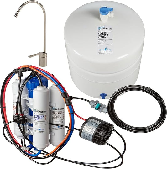 Home Master TMULTRA-ERP-L Ultra RO System Loaded; City & Well Water, Fast 4.5 sec Fill Rate, 6-stages, UV Sterilizer, 1:1 Waste Ratio, High hardness Membrane 18gpg, Lux Nickel RO Faucet, fridge kit