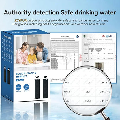 Gravity Water Filters Replacement for Berlky BB9-2 & PF-2 Fluoride Filters, 7-Stage Filtration, NSF/ANSI 42 & 372 Certified, Filters Compatible with Berlky Gravity Systems (2 Black, 2 Fluoride)