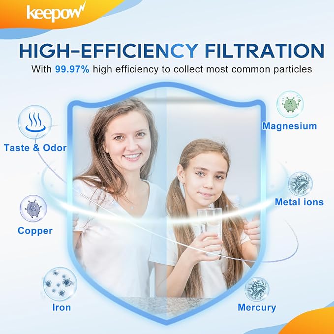 KEEPOW Water Filter Replacement for Lifestraw Home Dispenser | 18 C/Glass 7 C/Plasti 10 C/Plastic Pitcher 7 C, 6 Activated Carbon + Ion Exchange Filter & 1 Membrane Micro Filter