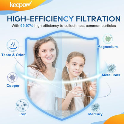 KEEPOW Water Filter Replacement for Lifestraw Home Dispenser | 18 C/Glass 7 C/Plasti 10 C/Plastic Pitcher 7 C, 6 Activated Carbon + Ion Exchange Filter & 1 Membrane Micro Filter