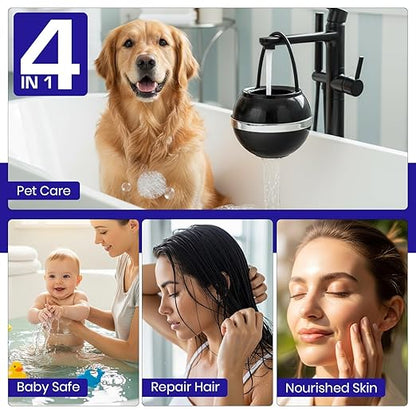 Crystal Quest Bath Ball Filter for Tub Faucet, Bathtub Water Filter, BPA-Free Bathtub Filter, Removes Chlorine, Lead & Impurities, Improves Skin, Hair & Nails, Long Lasting, Fits Most Tubs - Black