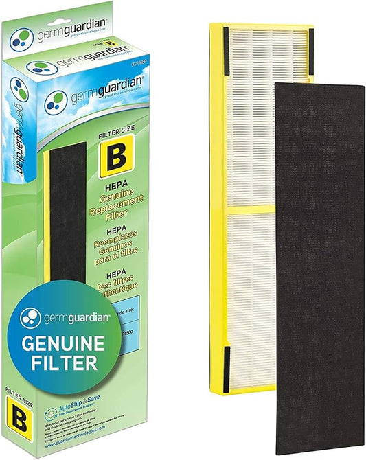 Guardian Technologies GermGuardian Air Purifier GENUINE Carbon Filter 4-Pack with Germ Guardian FLT4825 HEPA GENUINE Air Purifier Replacement Filter