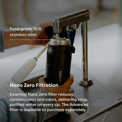 LARQ PureVis 2 Self Cleaning Water Bottle - UV Water Purifier with Filter Straw, Smart App Hydration Tracking, Insulated Stainless Steel