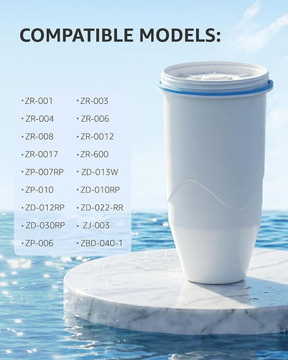 Compatible with Zero Pitcher and Dispenser ZR-001, 2 Pack | Compatible with Zero Pitcher and Dispenser ZR-001 ZR-004 ZP-006 ZR-017, 0 TDS, Reduce Lead, Mercury, Chlorine and Contaminant